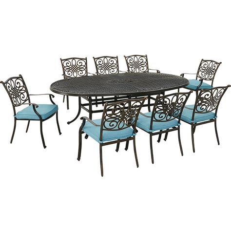 Hanover Traditions 9-Piece Aluminum Outdoor Dining Set, Blue - Walmart.com