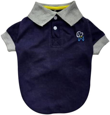 WAGZY Dark Blue with Grey Collar Polo Formal T-Shirts for Puppies ...