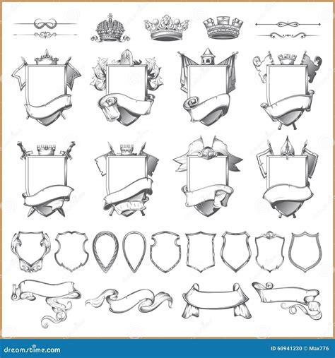 Vector Heraldic Element Collection and Coat of Arms Template Stock ...