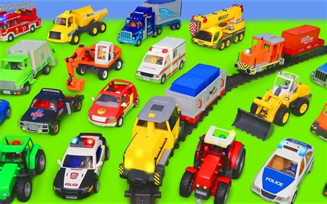 警车、火车、消防车、救护车、挖掘机和拖拉机儿童玩具汽车_哔哩哔哩_bilibili