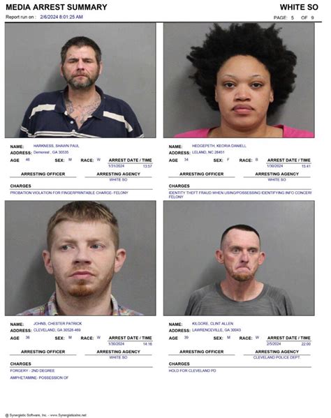 White County Sheriff's Office Arrest Report 1/28 - 2/4/2024 - WhiteWhite