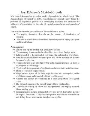 Kaldor growth model - Economics Of Growth And Development - UoK - Studocu