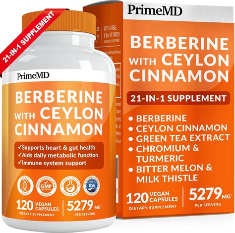 21-in-1 Berberine Supplement with Ceylon Cinnamon - Berberine 1500 mg ...