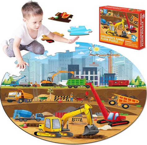 Amazon.com: Construction Jumbo Floor Puzzle for Kids Birthday Day Gifts ...