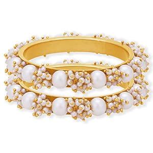 Buy Sukkhi Sublime Gold Plated Pearl Bangle Set For Women (Set of 2 ...