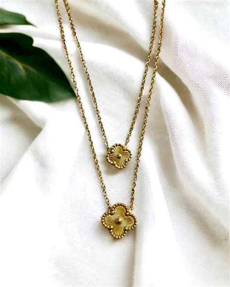 Vintage Clover Layered Antitarnish 18K Gold Plated Necklace – GYG ...
