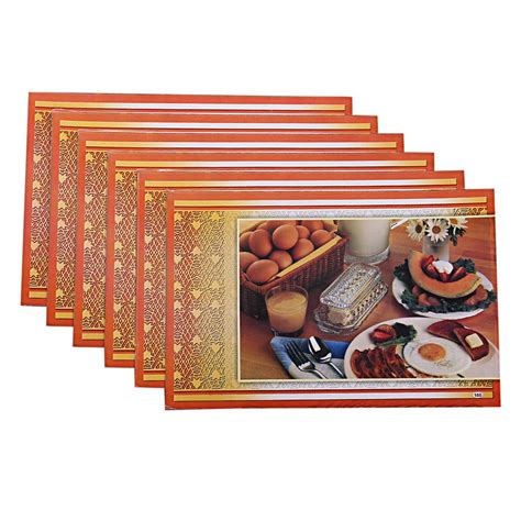 Kuber Industries PVC 6 Pieces Reversible Dining Table Placemat Set ...