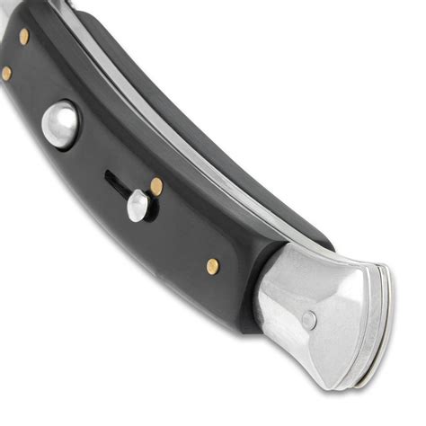 Black Curl Blade Automatic Stiletto Knife Curved
