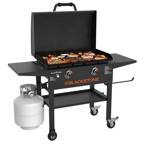Blackstone 2-Burner 28” Propane Griddle with Hood and Omnivore Griddle ...