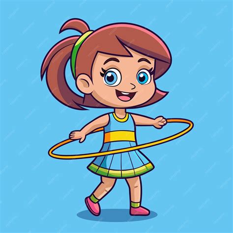 Premium Vector | Happy Girl Hula Hooping Cartoon Vector