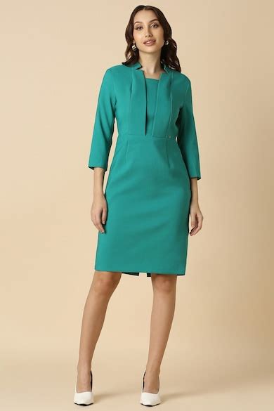Buy Women Green Solid Formal Dress Online - 39703365 | Allen Solly