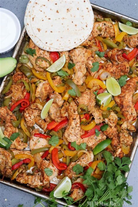 Spicy Sheet Pan Chicken Fajitas - Man Meets Oven