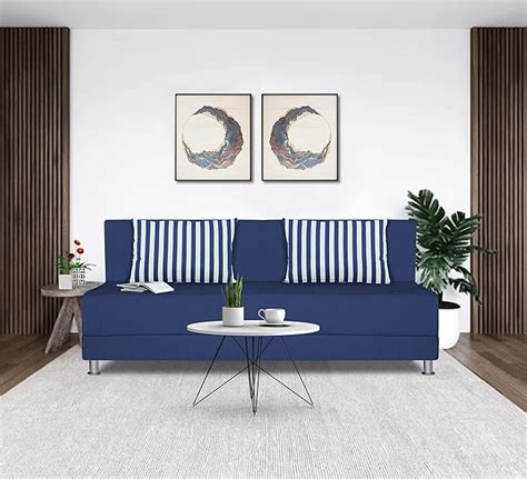 Adorn India Wood Easy Alyn Plus Stripes 4 Seater Sofa Cum Bed (6X6 ...
