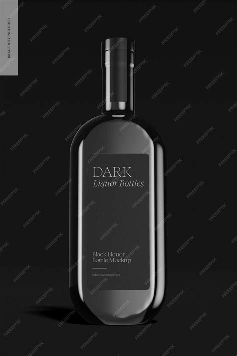 Premium PSD | Black liquor bottle mockup, front view
