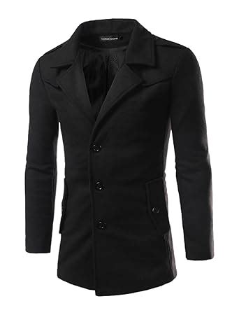 ELECTROPRIME Men's Notch Lapel Single Breasted Button-Tab Epaulets Pea ...