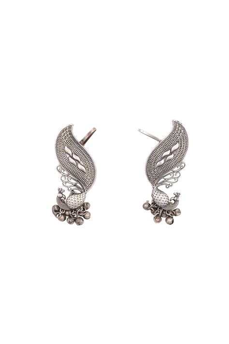 Pankhira Earcuff – Oxidised Peacock Elegance – House Of Nehaa