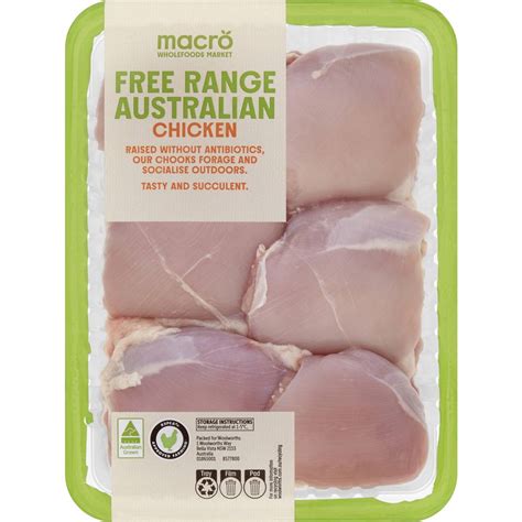 Macro Free Range Chicken Thigh Fillet 800g - 1.1kg | Woolworths