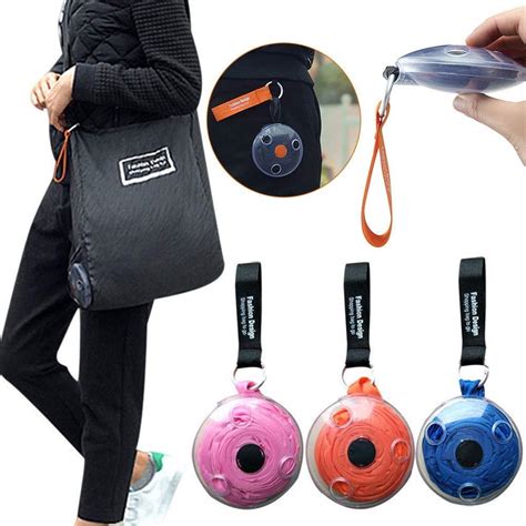 Reusable Foldable Rollup Shopping Bag Portable Tote Pouch Clips Reusab