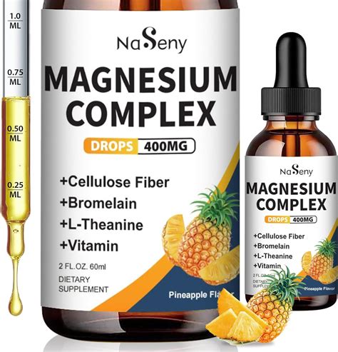 Amazon.com: Liquid Magnesium Glycinate - 400mg Magnesium Complex Drops Easier to Swallow Than ...