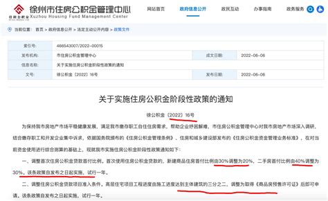 徐州新政：首次公积金贷买新房首套首付降至20% 二套降至30%-新闻频道-和讯网