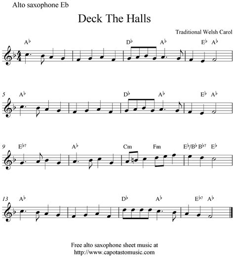 Deck The Halls | Free Saxophone Sheet Music for Beginners