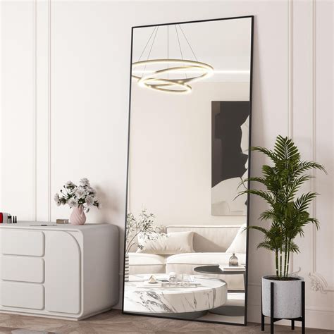 Full Length Mirror 65"x24" Black Floor Mirror with Stand Large Full ...