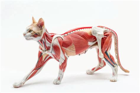 Cat anatomy showing body muscular system visible isolated on solid ...