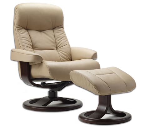 Fjords 215 Muldal Ergonomic Leather Recliner Chair + Ottoman ...