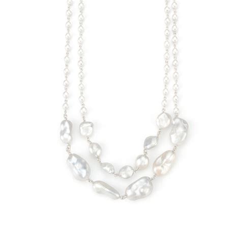 Freshwater Pearl Necklace - 92.5 Silver Layer | Double Strands