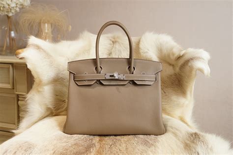 Super Fake Birkin Hermes Togo Leather Birkin 30CM CK18 Etoupe Silver ...