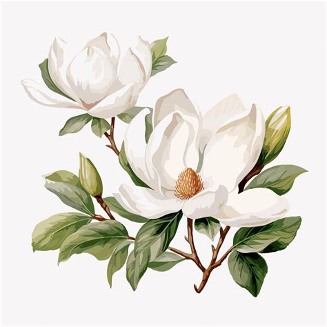 White magnolias floral illustration | Premium Vector