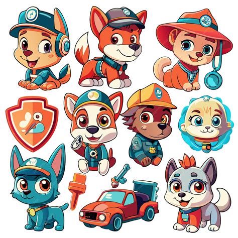 Paw Patrol stickers Marshall stickers a collage of cartoon characters ...