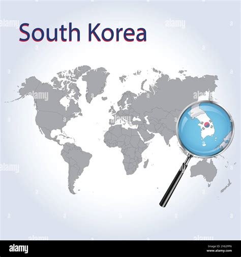 South Korea Magnified Map and Flag, South Korea Enlargement Maps, Vector Art Stock Vector Image ...