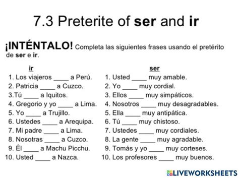 Wk 24: Preterit… | Free Interactive Worksheets | 782771
