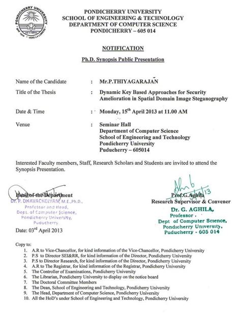 Ph.D. Synopsis Public Presentation of Mr.P.Thiyagarajan on 15.04.2013 ...