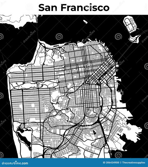 San Francisco City Map, Cartography Map, Street Layout Map Stock ...