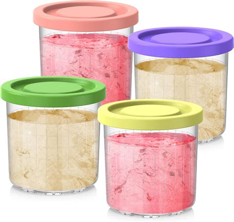 Amazon.com: 4 Pack Ice Cream Pint Containers, Replacement for Ninja ...