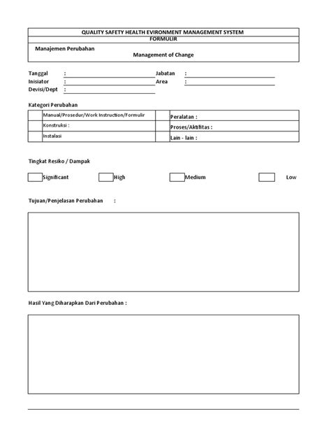 Management of Change Form Example 的图像结果