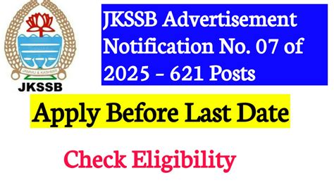 JKSSB Advertisement Notification No. 07 of 2025 – 621 Posts Health ...