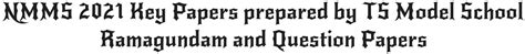 NMMS 2021 Key Papers prepared by TS Model School Ramagundam and ...