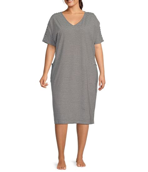 Kate Landry by Landry Plus Size Black and White Stripe Short Dolman ...