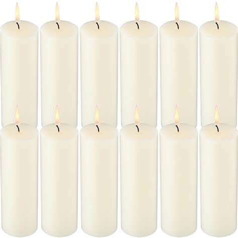 Lounsweer 12 Pack Ivory Pillar Candles Bulk Large Unscented Paraffin ...