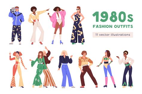 People in 80s fashion outfits set – MasterBundles