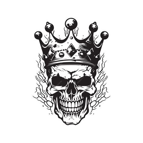 Untoter König Vintage-Logo-Line-Art-Konzept schwarz-weiß ...