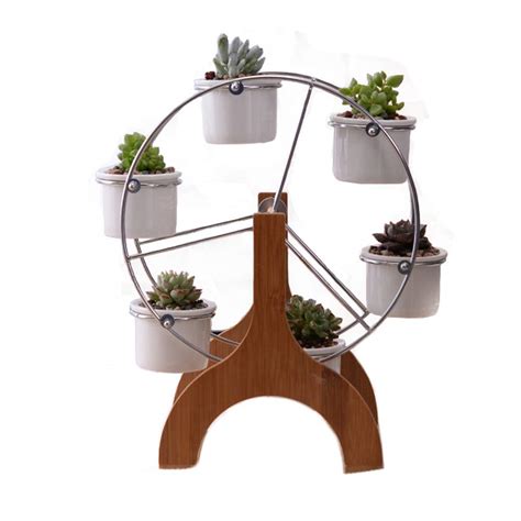 Youfui Ferris Wheel Plant Stand with 6 Pots Succulent Planter Set ...