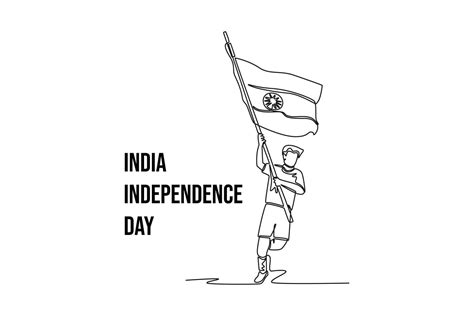 Continuous one line drawing 15th August India Happy Independence Day ...