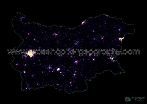 Bulgaria - Population density heatmap - Fine Art Print – Grasshopper Geography