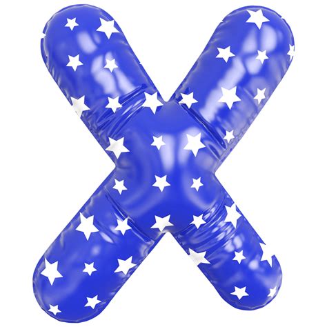 Blue bubble letter X font 3d render 36307573 PNG