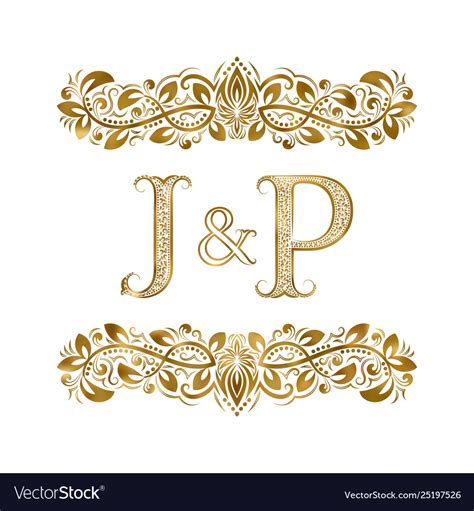 J and p vintage initials logo symbol letters Vector Image