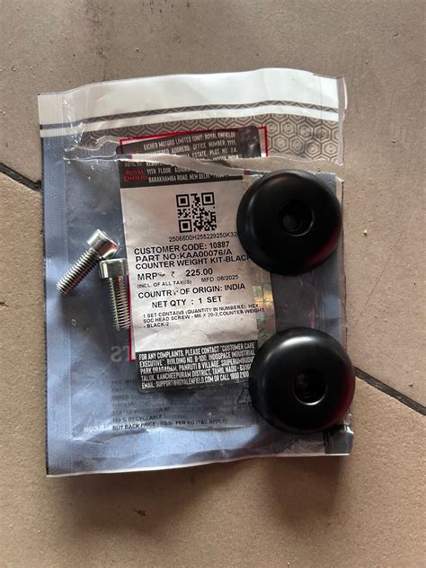 KAA00076/A Counter Weight Kit Black Classic / Meteor / Bullet 350 OE ...